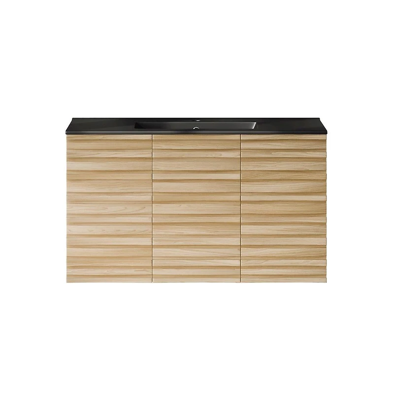 Swiss Madison Cascade 36" Wall-Mounted Bathroom Vanity in Natural Oak with Sink Top