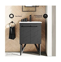 Swiss Madison Annecy 24" Freestanding Bathroom Vanity in Phantom Black with Sink Top