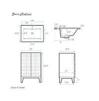 Swiss Madison Cascade 24 in. Black Oak Bathroom Vanity With Black Ceramic Sink Top
