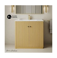 Lafayette 36" Freestanding Bathroom Vanity in Natural Oak with Sink Top