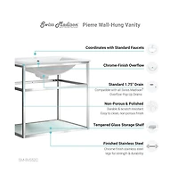 Swiss Madison Pierre 24 Single, Open Shelf, Chrome Metal Frame Bathroom Vanity
