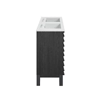 Swiss Madison48 in. Black Oak, Double Basin Bathroom Vanity, White, 3-Hole Ceramic Sink Top
