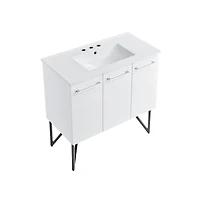 Swiss MadisonAnnecy 36 in. White Bathroom Vanity With White, 3-Hole Ceramic Sink Top