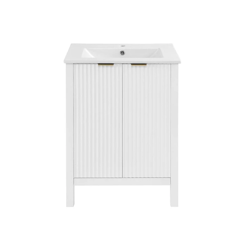 Swiss Madison Bastille 24" Freestanding Bathroom Vanity in White with Sink Top