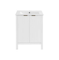 Swiss Madison Bastille 24" Freestanding Bathroom Vanity in White with Sink Top