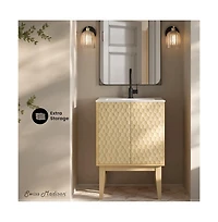 Swiss Madison Bosse 24" Freestanding Bathroom Vanity in Natural Oak with Sink Top