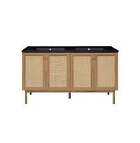 Swiss Madison60" Freestanding Bathroom Vanity, 3-Hole Widespread Double Basin Sink Top