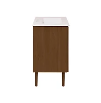 Swiss Madison 24" Freestanding Bathroom Vanity in Brown Oak with 3-Hole Centerset Sink Top