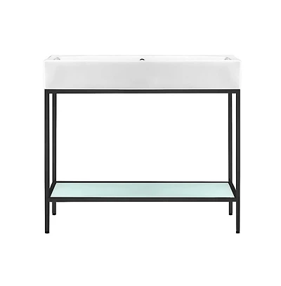 Swiss Madison 40 Single, Freestanding, Open Shelf, Matte Black Metal Frame Bathroom Vanity