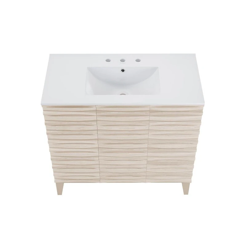 Swiss Madison Cascade in. White Oak Bathroom Vanity With White
