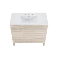 Swiss Madison Cascade in. White Oak Bathroom Vanity With White