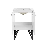 Swiss Madison Annecy 24 in. White Bathroom Vanity With White, 3-Hole Ceramic Sink Top