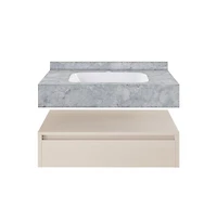 Swiss MadisonAvancer 36" Wall-Mounted Bathroom Vanity in White Oak with Storm Gray Sink Top