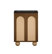 Swiss Madison24" Freestanding Bathroom Vanity in Brown Oak, Black 3-Hole Centerset Sink Top