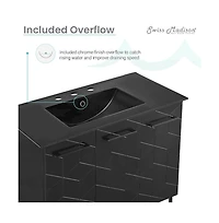 Swiss Madison Annecy 36 in. Phantom Black Bathroom Vanity With Black, 3-Hole Ceramic Sink Top