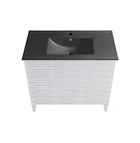 Swiss MadisonCascade 36 in. White Oak Bathroom Vanity With Black Ceramic Sink Top