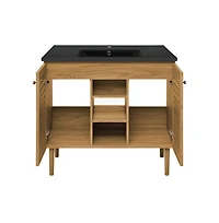 Swiss MadisonBron 36" Freestanding Bathroom Vanity in Golden Oak with Black Sink Top