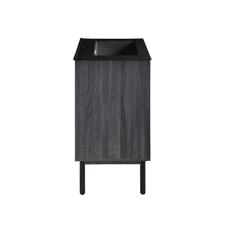 Classe 24" Freestanding Bathroom Vanity in Black Oak with Black Sink Top