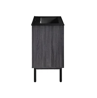 Classe 24" Freestanding Bathroom Vanity in Black Oak with Black Sink Top