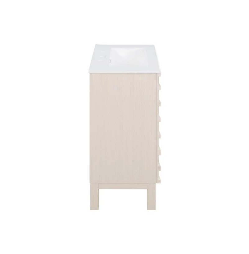 Swiss Madison Cascade 24 in. White Oak Bathroom Vanity With White, 3-Hole Ceramic Sink Top