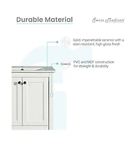 Swiss Madison Cannes 24" Freestanding Bathroom Vanity in White with Sink Top