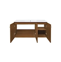 Swiss Madison 48" Wall-Mounted Bathroom Vanity, 3-Hole Widespread Double Basin Sink Top