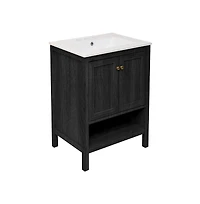 Swiss Madison 24" Freestanding Bathroom Vanity in Oak with 3-Hole Centerset Sink Top