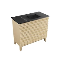 Swiss MadisonCascade 36 in. Natural oak Bathroom Vanity With Black Ceramic Sink Top