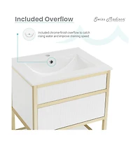 Swiss MadisonCache 24" Freestanding Bathroom Vanity in White with Sink Top