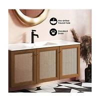 Swiss Madison Classe 48" Wall-Mounted Bathroom Vanity in Brown Oak