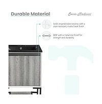 Swiss Madison Marseille 24 in. Gray Oak Bathroom Vanity With Black, 3-Hole Ceramic Sink Top