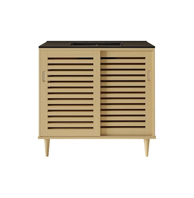 Swiss MadisonDelice 36" Freestanding Bathroom Vanity, Black 3-Hole Widespread Sink Top