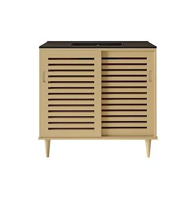 Swiss MadisonDelice 36" Freestanding Bathroom Vanity, Black 3-Hole Widespread Sink Top