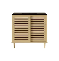 Swiss MadisonDelice 36" Freestanding Bathroom Vanity, Black 3-Hole Widespread Sink Top