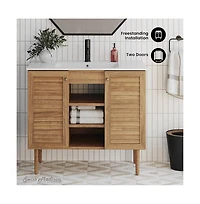 Swiss Madison Bron 36" Freestanding Bathroom Vanity in Golden Oak with Sink Top