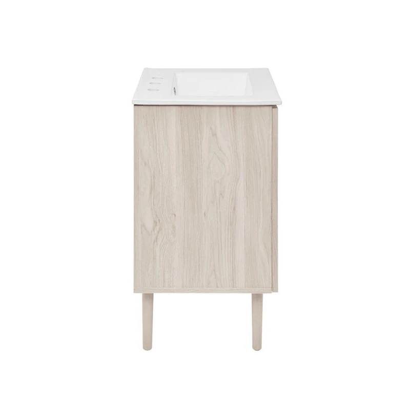 Swiss Madison 24" Freestanding Bathroom Vanity in White Oak with 3-Hole Widespread Sink Top