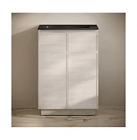 Swiss Madison St. Tropez 24" Freestanding Bathroom Vanity in White Oak with Black Sink Top