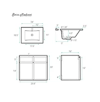 Swiss Madison St. Tropez 24" Wall-Mounted Bathroom Vanity in Natural Oak with Sink Top