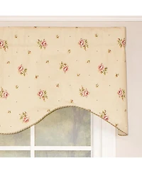 Rlf Home Hillside Corded Cornice 100% Cotton with Fully Lined 3" Rod Pocket Valnance for Windows 50" x 17" Natural