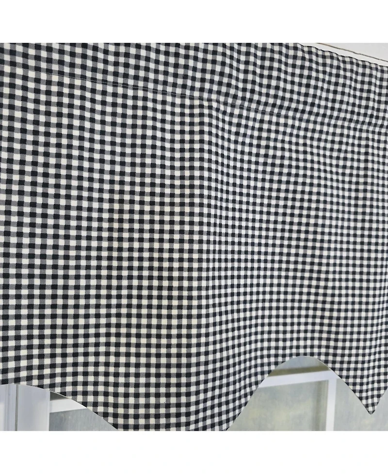 Rlf Home 100% Cotton Gingham Regal With Poly/Cotton Ivory lining Rod Pocket Valance 50" x 16" Black