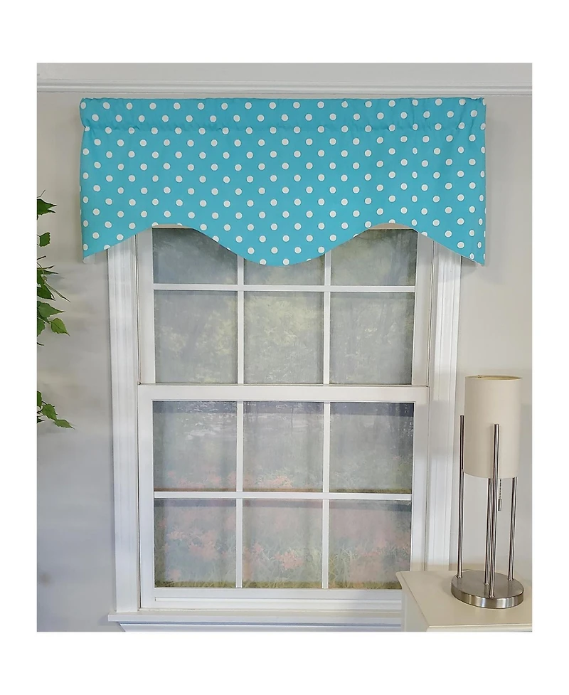 Rlf Home Polka Dot Cornice 100% Cotton with Fully Lined 3" Rod Pocket Valnance for Windows 50" x 17" Baby Blue