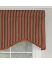 Rlf Home Olivia Stripe Trimmed Cornice 100% Cotton with Fully Lined 3" Rod Pocket Valnance for Windows 50" x 17" Multi