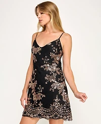 Seni & Cade Juniors' Sequin V-Neck Slip Dress