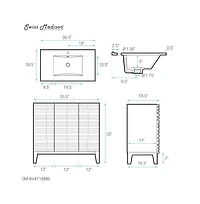 Swiss Madison Cascade 36 in. Black Oak Bathroom Vanity With Black Ceramic Sink Top