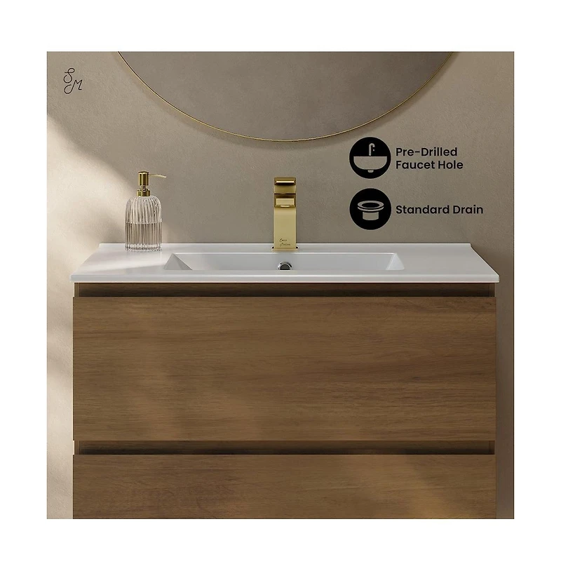 Swiss MadisonLiberte 30" Freestanding Bathroom Vanity in Oak with Sink Top