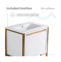 Swiss Madison Marseille 24" Bathroom Vanity in White and Brushed Gold