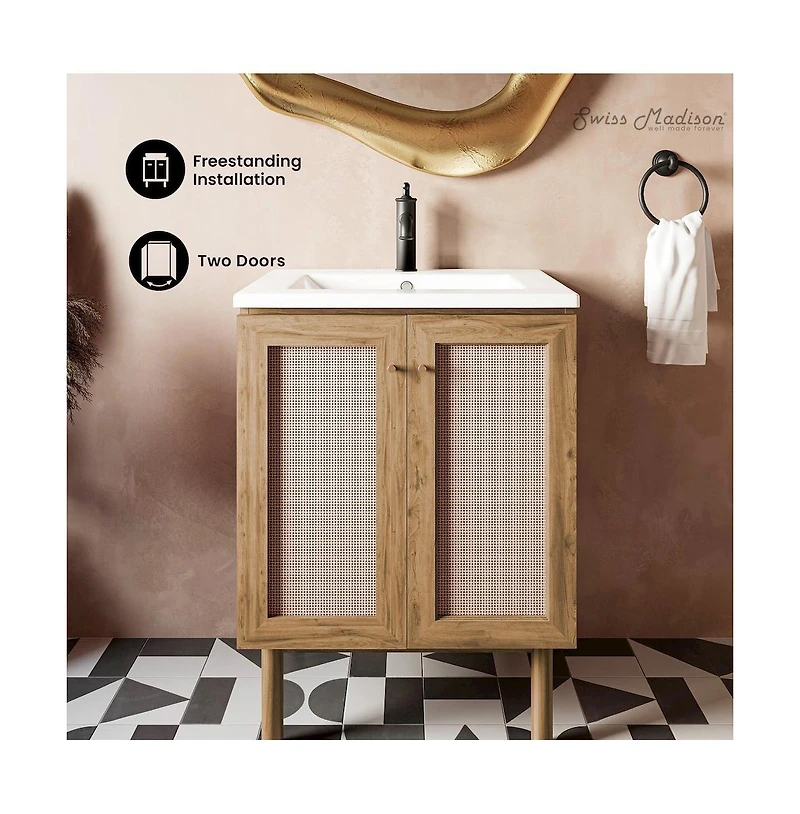 Classe 24" Freestanding Bathroom Vanity in Golden Oak with Sink Top