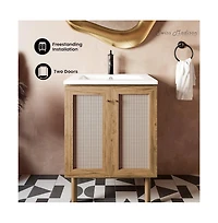 Classe 24" Freestanding Bathroom Vanity in Golden Oak with Sink Top