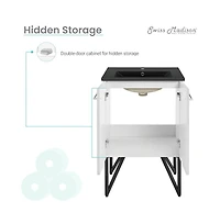 Swiss Madison Annecy 24 in. White Bathroom Vanity With Black Ceramic Sink Top