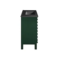 Swiss Madison 36" Freestanding Bathroom Vanity in Green Oak, Black 3-Hole Widespread Sink Top